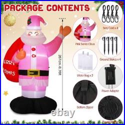 8 ft Christmas Inflatable Santa Claus Outdoor, Pink Santa Inflatable Decoration