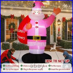 8 ft Christmas Inflatable Santa Claus Outdoor, Pink Santa Inflatable Decoration