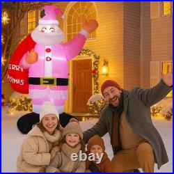 8 ft Christmas Inflatable Santa Claus Outdoor, Pink Santa Inflatable Decoration