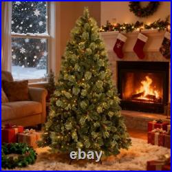 8 ft Prelit Artificial Christmas Tree Pine tree with 820 Lights PE PVC 1897 Tips