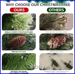 8 ft Prelit Artificial Christmas Tree Pine tree with 820 Lights PE PVC 1897 Tips