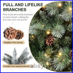 8 ft Prelit Artificial Snow Tips Christmas Tree With 550 Lights 102 Pinecones