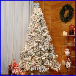 8 ft Prelit Snow Flocked Artificial Full Christmas Tree Pine Tree with 700 light