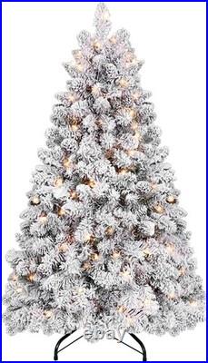 8 ft Prelit Snow Flocked Artificial Full Christmas Tree Pine Tree with 700 light