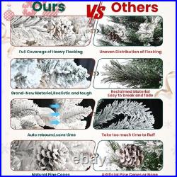 8 ft Prelit Snow Flocked Artificial Full Christmas Tree Pine Tree with 700 light