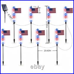 8-in-1 Solar American Flag Lights for 4th of July Decoration Garden Yard Decor