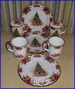 8 pc. Royal Albert Old Country Roses' Christmas Magic' 8 Plates & Coffee Cups
