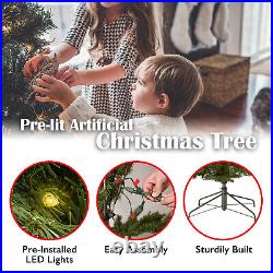 8ft Artificial Holiday Standing Xmas Christmas Tree + 750 LED Prelit Light Decor