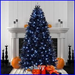 8ft Prelit Black Christmas Tree Artificial Halloween Tree&2486 Tips & 600 Lights