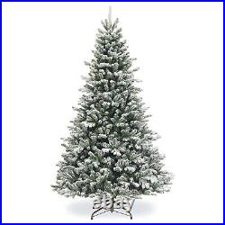 8ft Tall Snow Flocked Artificial Christmas Pine Tree with Snow Premium Tree DEAL