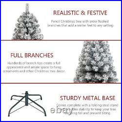 8ft Tall Snow Flocked Artificial Christmas Pine Tree with Snow Premium Tree DEAL