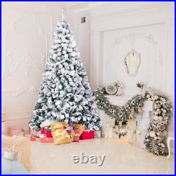 8ft Tall Snow Flocked Artificial Christmas Pine Tree with Snow Premium Tree DEAL