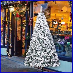 8ft Tall Snow Flocked Artificial Christmas Pine Tree with Snow Premium Tree DEAL