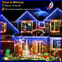 99 Ft Blue Icicle Christmas Lights Outdoor 1216 LED 228 Drops String Lights
