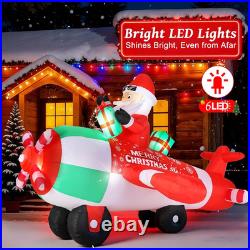 9FT Christmas Inflatables Santa Airplane 2025 NEW LED Outdoor Decoration