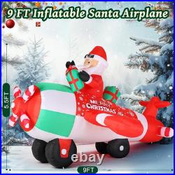 9FT Christmas Inflatables Santa Airplane 2025 NEW LED Outdoor Decoration