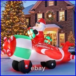9FT Christmas Inflatables Santa Airplane 2025 NEW LED Outdoor Decoration