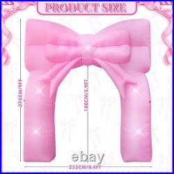 9FT Pink Bow Inflatable Arch Outdoor Decorations Giant Blow-up Pink Bow Arch