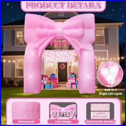 9FT Pink Bow Inflatable Arch Outdoor Decorations Giant Blow-up Pink Bow Arch