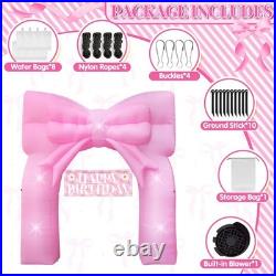 9FT Pink Bow Inflatable Arch Outdoor Decorations Giant Blow-up Pink Bow Arch