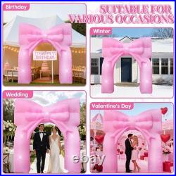 9FT Pink Bow Inflatable Arch Outdoor Decorations Giant Blow-up Pink Bow Arch