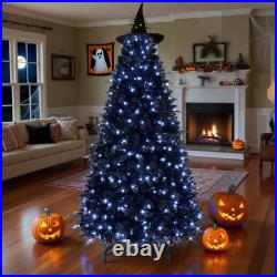 9FT PreLit Artificial Black Christmas Tree Halloween Xmas Tree with 750 Lights