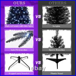9FT PreLit Artificial Black Christmas Tree Halloween Xmas Tree with 750 Lights