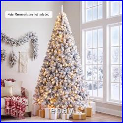 9FT Pre-Lit Premium Snow Flocked Hinged Artificial Christmas Tree, 550 Lights