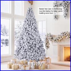 9FT Pre-Lit Premium Snow Flocked Hinged Artificial Christmas Tree, 550 Lights