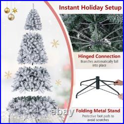 9FT Pre-Lit Premium Snow Flocked Hinged Artificial Christmas Tree, 550 Lights
