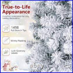 9FT Pre-Lit Premium Snow Flocked Hinged Artificial Christmas Tree, 550 Lights