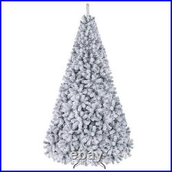 9FT Pre-Lit Premium Snow Flocked Hinged Artificial Christmas Tree, 550 Lights