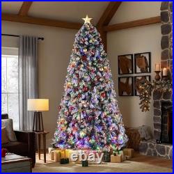 9FT Pre-lit Artificial Christmas Tree Snow Flocked Auto-Spread with 900 LED Lights