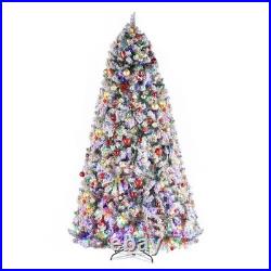 9FT Pre-lit Artificial Christmas Tree Snow Flocked Auto-Spread with 900 LED Lights