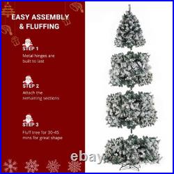 9FT Pre-lit Artificial Christmas Tree Snow Flocked Auto-Spread with 900 LED Lights