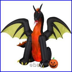 9FT Tall Animated Halloween Inflatable Dragon Jack O' Lantern Pumpkin Inflatable