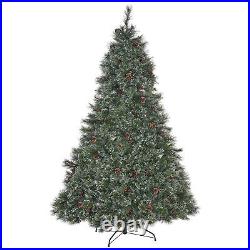 9' Cashmere and Snow Bristle Mixed Tree with 105 Pine Cones and 1200Clear Lights