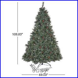 9' Cashmere and Snow Bristle Mixed Tree with 105 Pine Cones and 1200Clear Lights