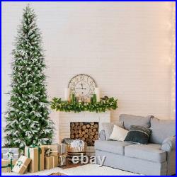 9 FT Flocked Christmas Tree with1310 PE PVC Branch Tips 470 Warm White LED Lights