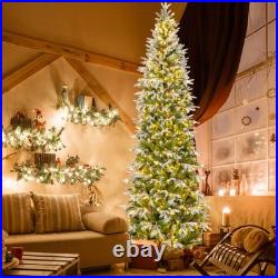 9 FT Flocked Christmas Tree with1310 PE PVC Branch Tips 470 Warm White LED Lights