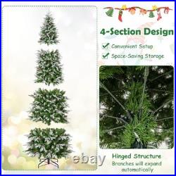 9 FT Flocked Christmas Tree with1310 PE PVC Branch Tips 470 Warm White LED Lights