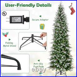 9 FT Flocked Christmas Tree with1310 PE PVC Branch Tips 470 Warm White LED Lights