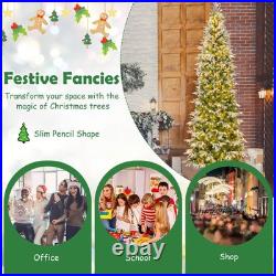 9 FT Flocked Christmas Tree with1310 PE PVC Branch Tips 470 Warm White LED Lights