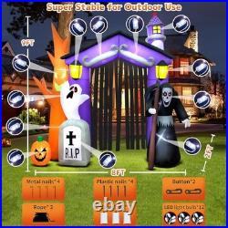 9 FT Halloween Inflatables Haunted House Castle Archway Decoration with Led