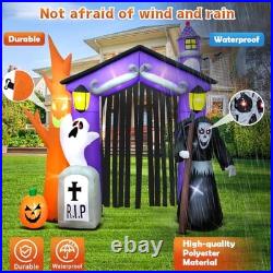 9 FT Halloween Inflatables Haunted House Castle Archway Decoration with Led