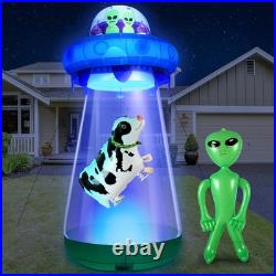 9 FT Halloween UFO Cow Alien Inflatable Yard Decor with LED Blow Up Inflatabl