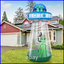 9 FT Halloween UFO Cow Alien Inflatable Yard Decor with LED Blow Up Inflatabl