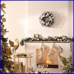 9 Feet Pre-Lit Christmas Garland with Lights for Mantle, Lighted Outdoor Xmas