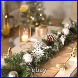 9 Feet Pre-Lit Christmas Garland with Lights for Mantle, Lighted Outdoor Xmas