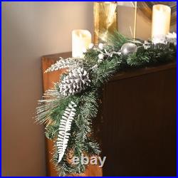 9 Feet Pre-Lit Christmas Garland with Lights for Mantle, Lighted Outdoor Xmas